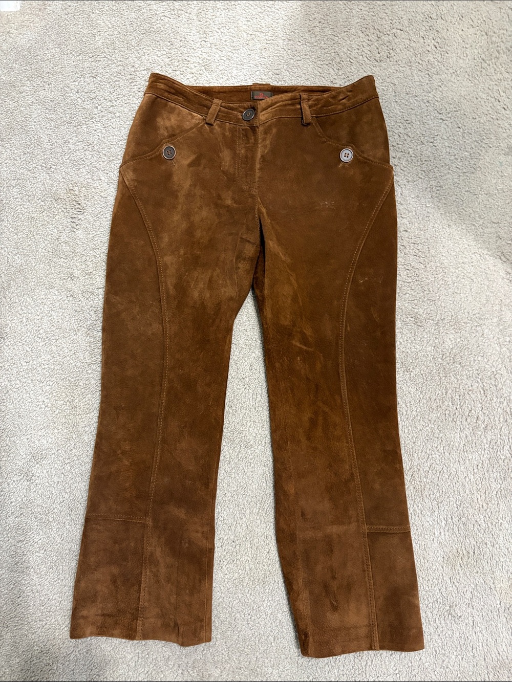 Vintage Danier Brown Suede Leather Cropped Pants Size 6 Western Rodeo